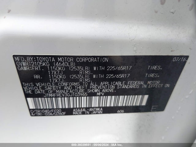 Toyota Rav4 Xle 2016 JTMRFREV3GJ103965 Image 9