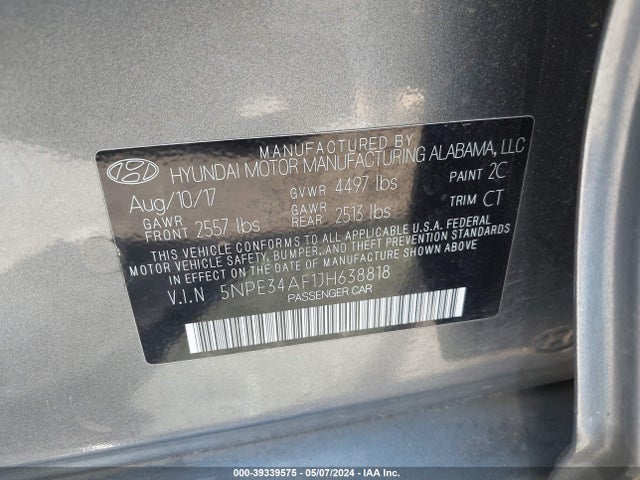 Hyundai Sonata Limited 2018 5NPE34AF1JH638818 Image 9