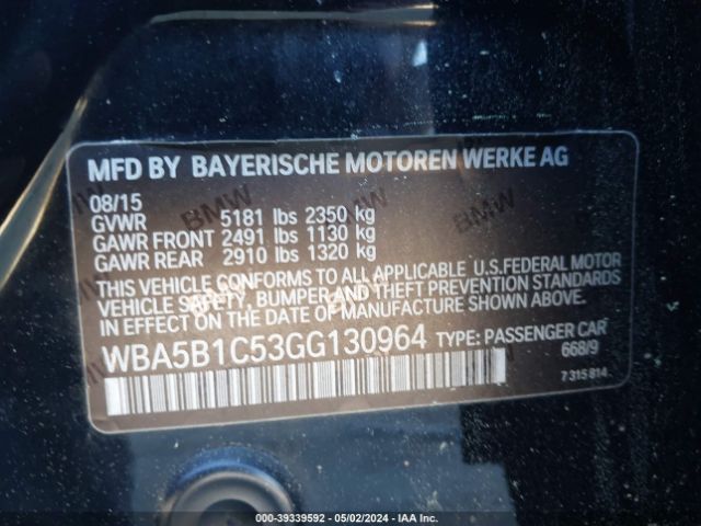 WBA5B1C53GG130964 BMW 535i