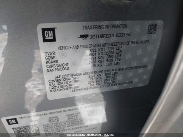 3GTU9FED7LG339750 GMC Sierra 1500 4wd  Short Box Denali