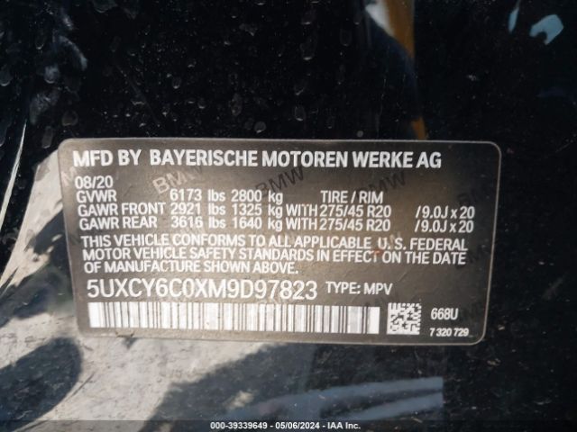 5UXCY6C0XM9D97823 BMW X6 Xdrive40i