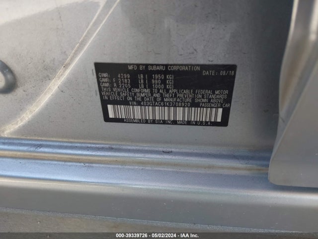 Subaru Impreza 2.0i Premium 2019 4S3GTAC61K3708920 Image 9