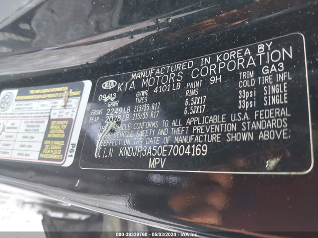 KIA SOUL + 2014 KNDJP3A50E7004169 Image 9