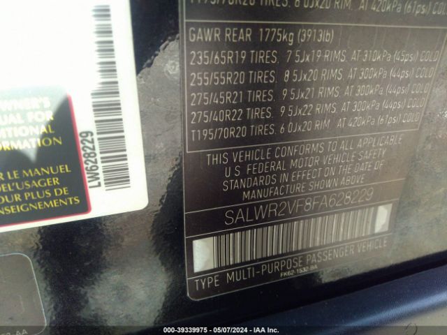 SALWR2VF8FA628229 Land Rover Range Rover Sport 3.0l V6 Supercharged Hse