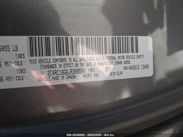 2C4RC1BG6JR309560 Chrysler Pacifica Touring L