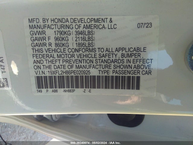 Honda Civic Sport 2023 19XFL2H86PE020925 Image 9