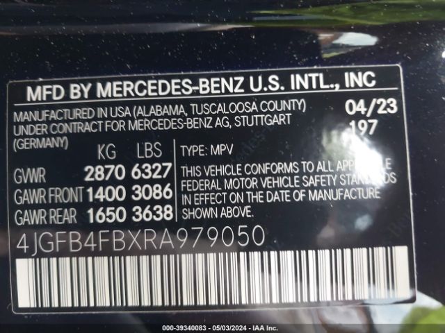4JGFB4FBXRA979050 Mercedes-Benz Gle 350 4matic