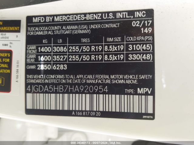 4JGDA5HB7HA920954 Mercedes-Benz Gle 350 4matic