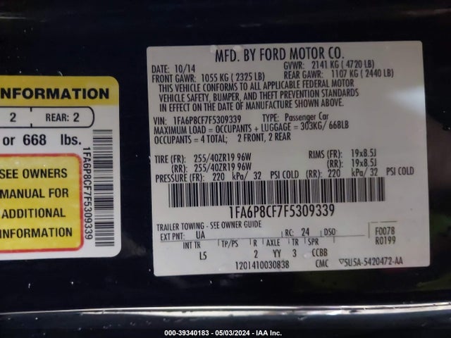 Ford Mustang Gt Premium 2015 1FA6P8CF7F5309339 Image 9