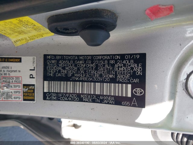 Toyota COROLLA SE 2019 JTNK4RBE6K3039120 Image 9