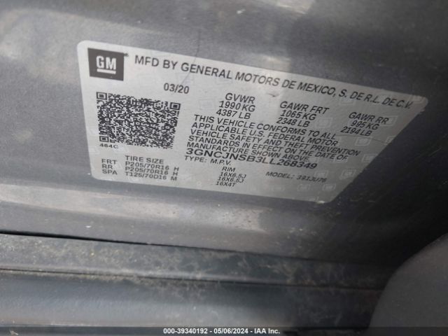 3GNCJNSB3LL268349 Chevrolet Trax Awd Ls