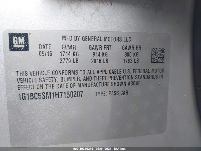 Chevrolet Cruze Ls Auto 2017 1G1BC5SM1H7150207 Image 9
