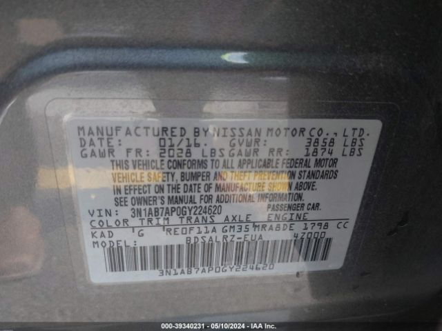 3N1AB7AP0GY224620 Nissan SENTRA SR