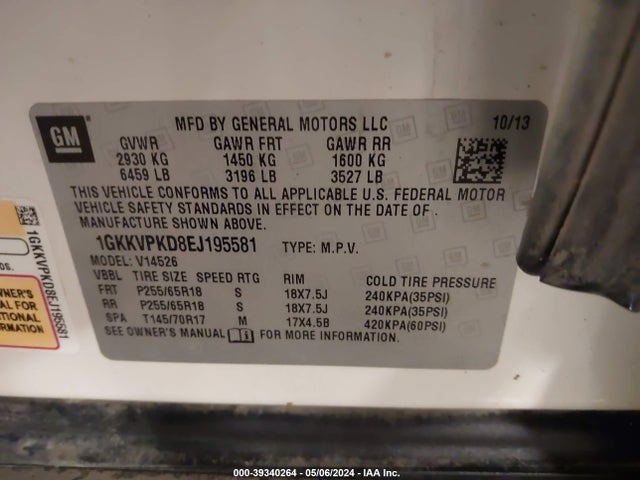 GMC Acadia Sle-2 2014 1GKKVPKD8EJ195581 Image 9