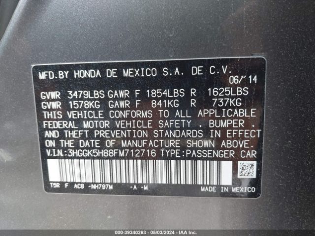 3HGGK5H88FM712716 Honda Fit Ex/ex-l