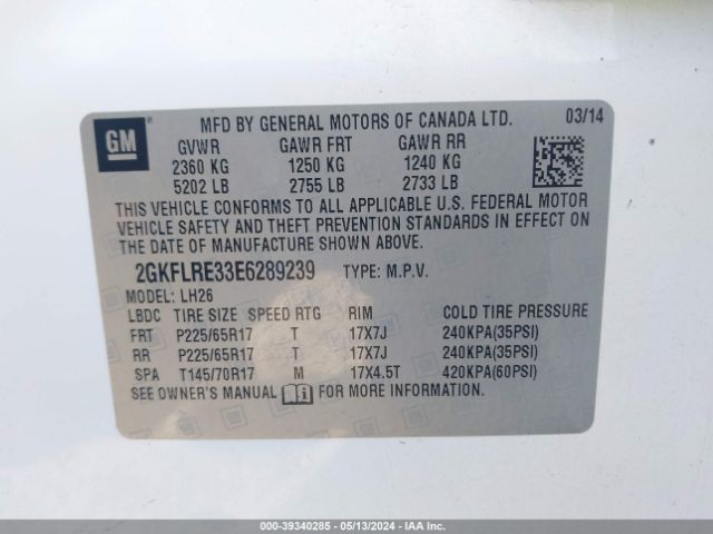 2GKFLRE33E6289239 GMC Terrain Sle-2