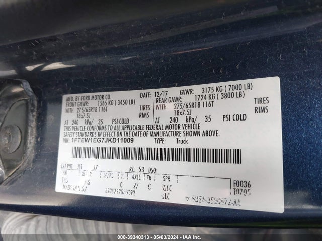 Ford F-150 Xlt 2018 1FTEW1EG7JKD11009 Image 9