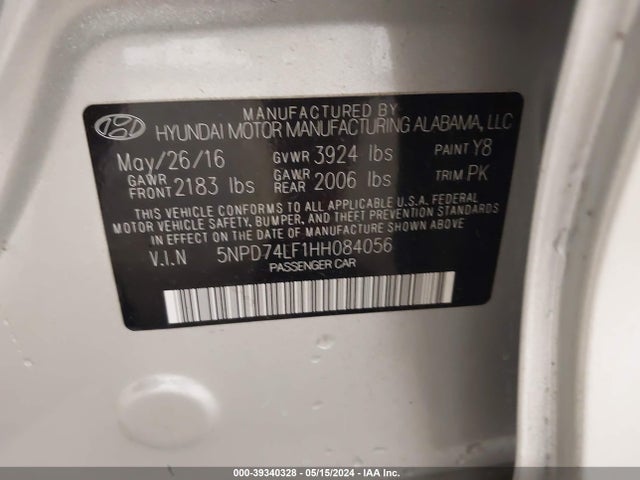 Hyundai ELANTRA SE 2017 5NPD74LF1HH084056 Image 9
