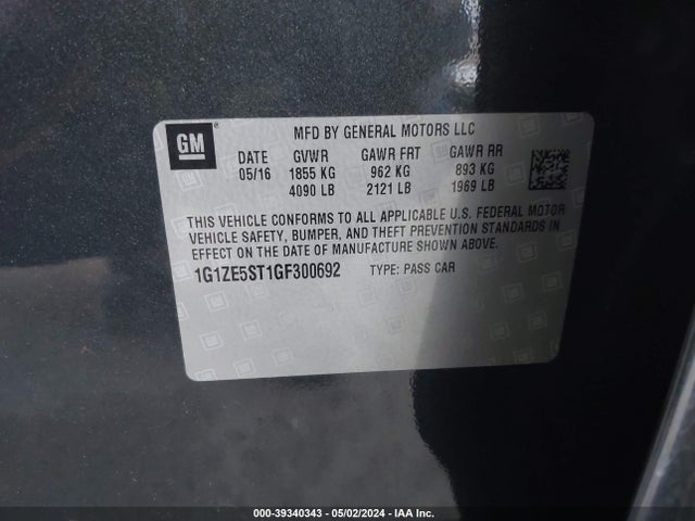 Chevrolet MALIBU 1LT 2016 1G1ZE5ST1GF300692 Image 9