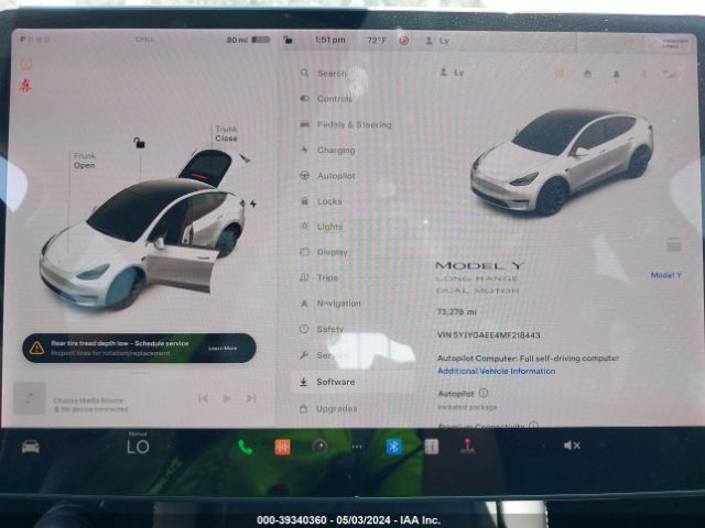 5YJYGAEE4MF218443 Tesla Model Y Long Range Dual Motor All-wheel Drive
