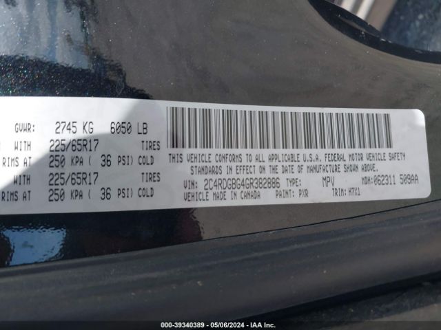 2C4RDGBG4GR382886 Dodge Grand Caravan American Value Pkg