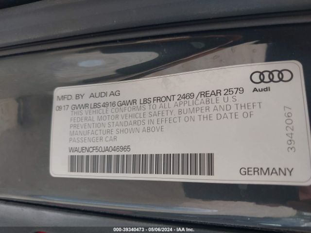 WAUENCF50JA046965 Audi A5 2.0t Premium