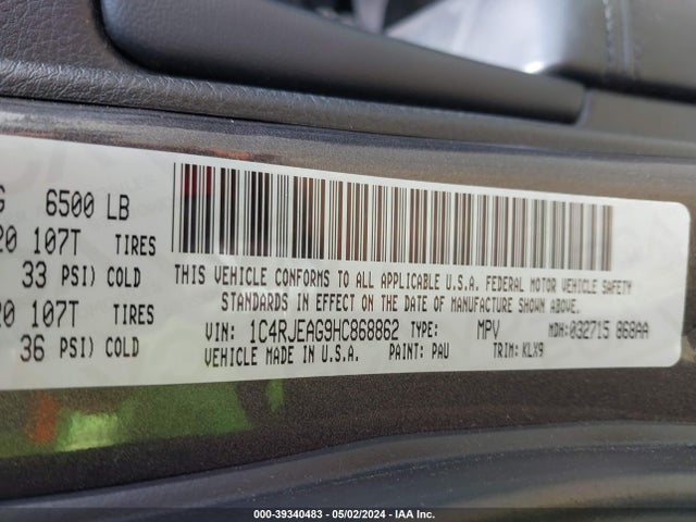 1C4RJEAG9HC868862 Jeep Grand Cherokee Altitude 4x2