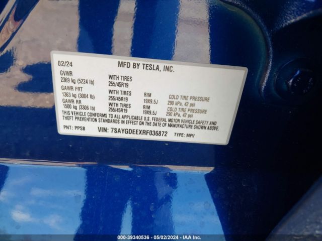 7SAYGDEEXRF036872 Tesla Model Y Long Range Dual Motor All-wheel Drive