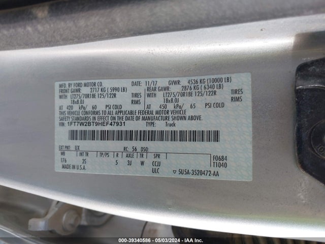 Ford F-250 Xlt 2017 1FT7W2BT9HEF47931 Image 9