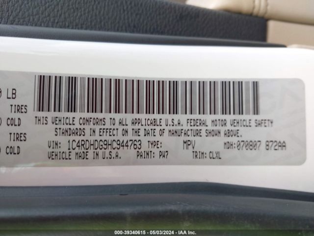 1C4RDHDG9HC944763 Dodge Durango Gt Rwd
