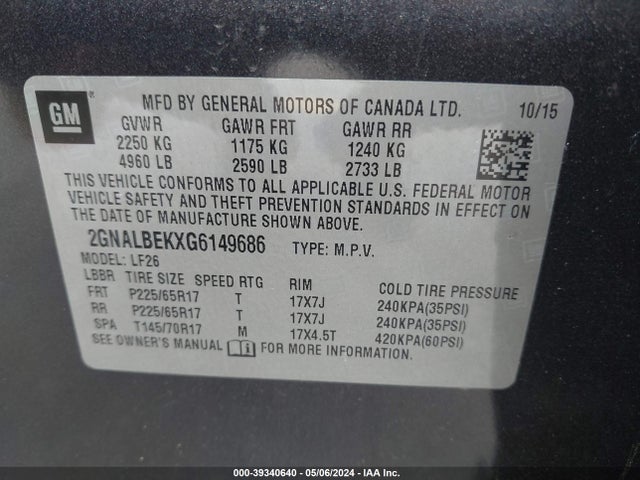 Chevrolet EQUINOX LS 2016 2GNALBEKXG6149686 Image 9