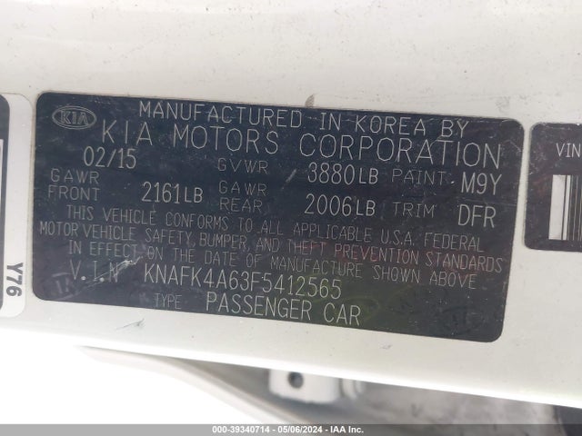 KIA FORTE LX 2015 KNAFK4A63F5412565 Image 9