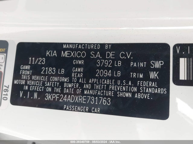 KIA Forte Lxs 2024 3KPF24ADXRE731763 Image 9