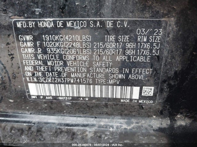 Honda Hr-v Awd Lx 2023 3CZRZ2H37PM741576 Image 9