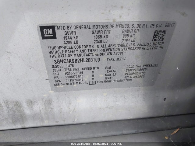 Chevrolet TRAX LS 2017 3GNCJKSB2HL288100 Image 9
