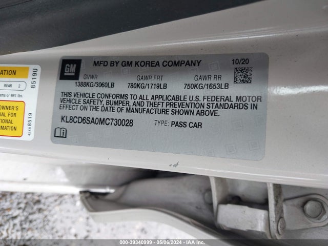 Chevrolet Spark Fwd 1lt Automatic 2021 KL8CD6SA0MC730028 Image 9