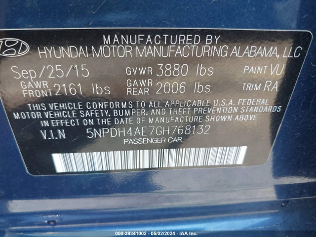 Hyundai ELANTRA SE 2016 5NPDH4AE7GH768132 Image 9