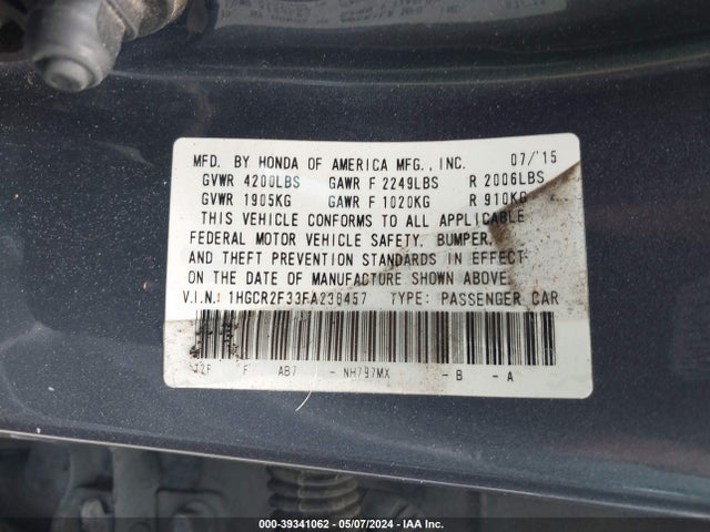 Honda ACCORD LX 2015 1HGCR2F33FA230457 Image 9
