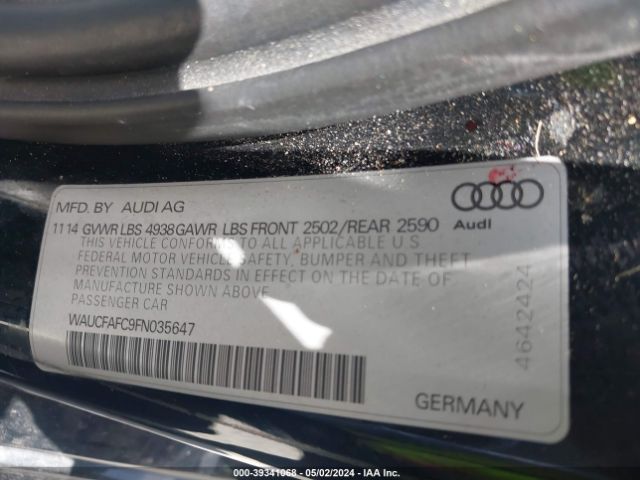 WAUCFAFC9FN035647 Audi A6 2.0t Premium
