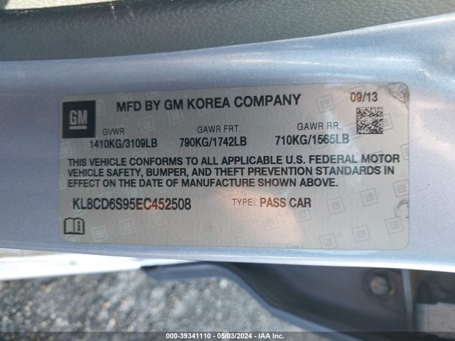 Chevrolet Spark 1lt Auto 2014 KL8CD6S95EC452508 Image 9