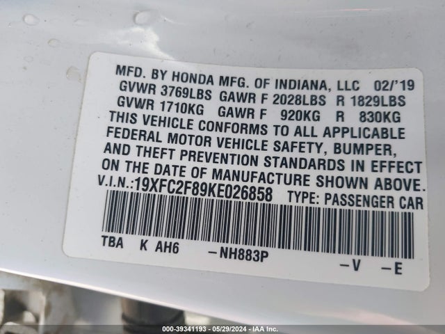 Honda Civic Sport 2019 19XFC2F89KE026858 Image 9