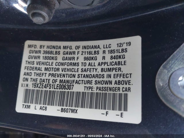Honda INSIGHT EX 2020 19XZE4F51LE006307 Image 9