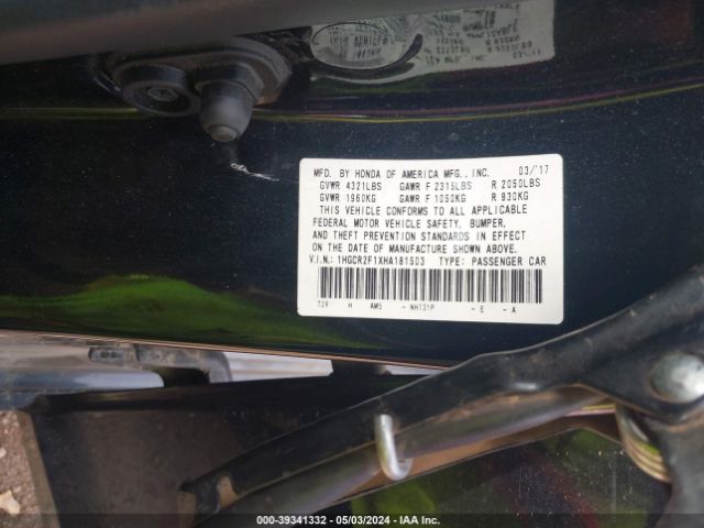 1HGCR2F1XHA181503 Honda Accord Sport Se