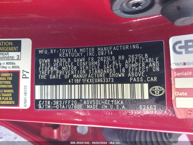 Toyota CAMRY SE 2014 4T1BF1FKXEU863373 Image 9