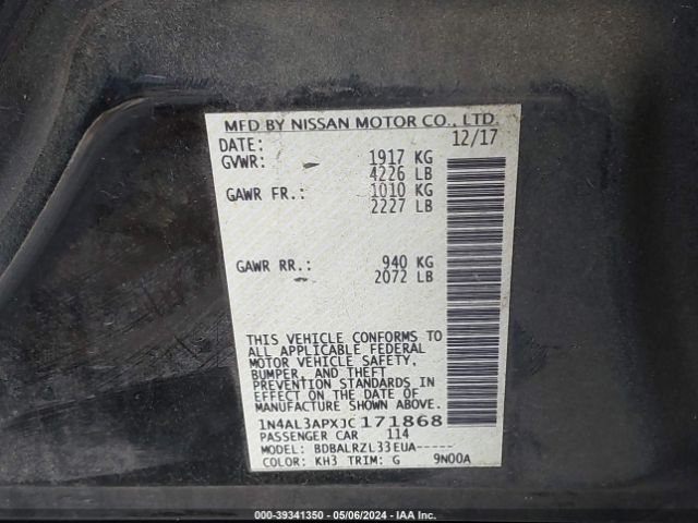1N4AL3APXJC171868 Nissan Altima 2.5 Sl