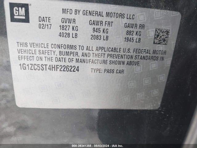 Chevrolet Malibu 1fl 2017 1G1ZC5ST4HF226224 Image 9