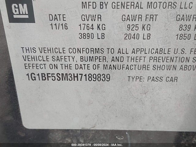 Chevrolet Cruze Premier Auto 2017 1G1BF5SM3H7189839 Image 9