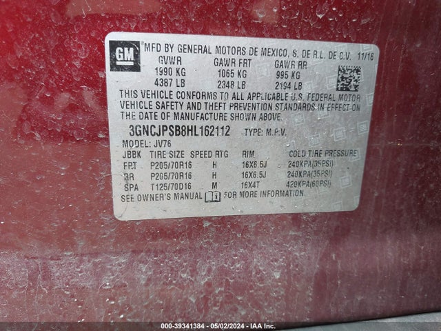 Chevrolet Trax Lt 2017 3GNCJPSB8HL162112 Image 9