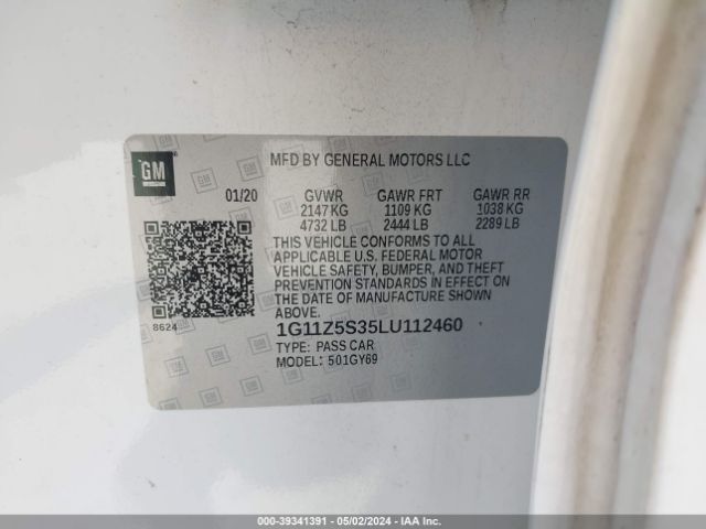 1G11Z5S35LU112460 Chevrolet Impala Fwd Lt
