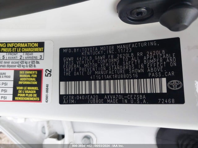 Toyota CAMRY SE 2024 4T1G11AK1RU880516 Image 9
